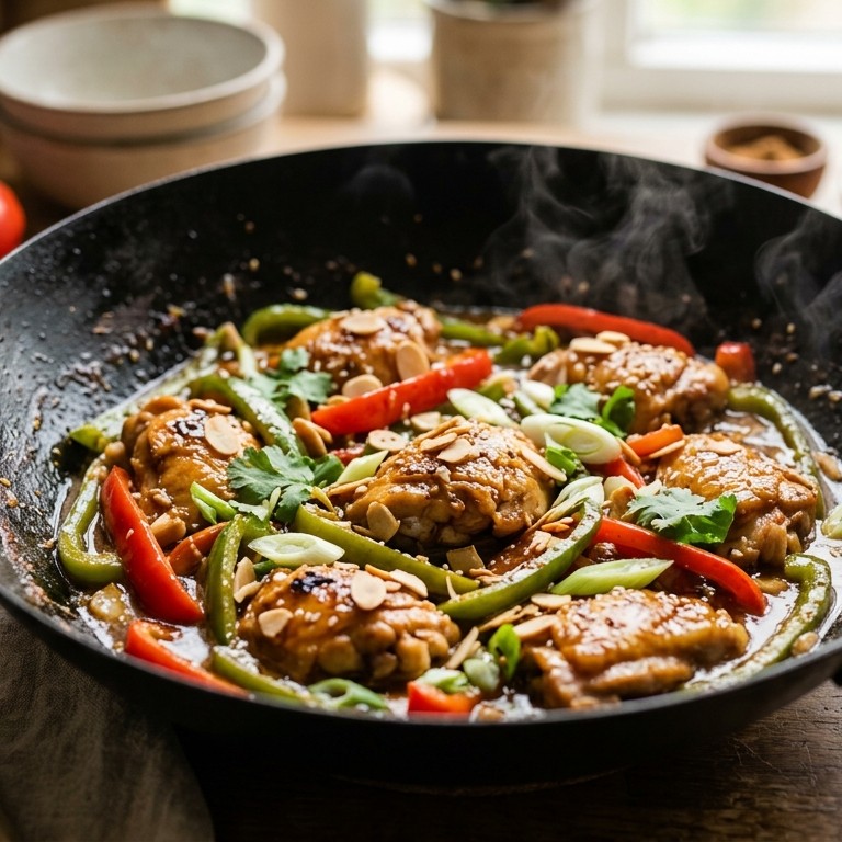 Paprika en kip in oosterse honingsaus