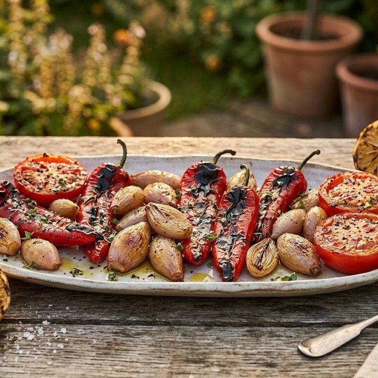 Paprika met sjalotjes uit de grill