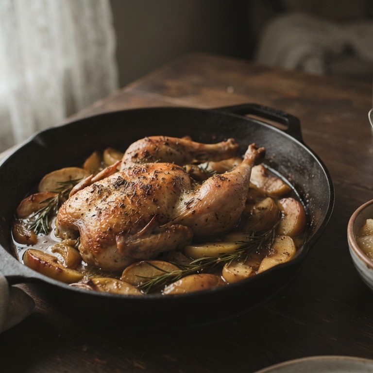 Parelhoen met appelcompote