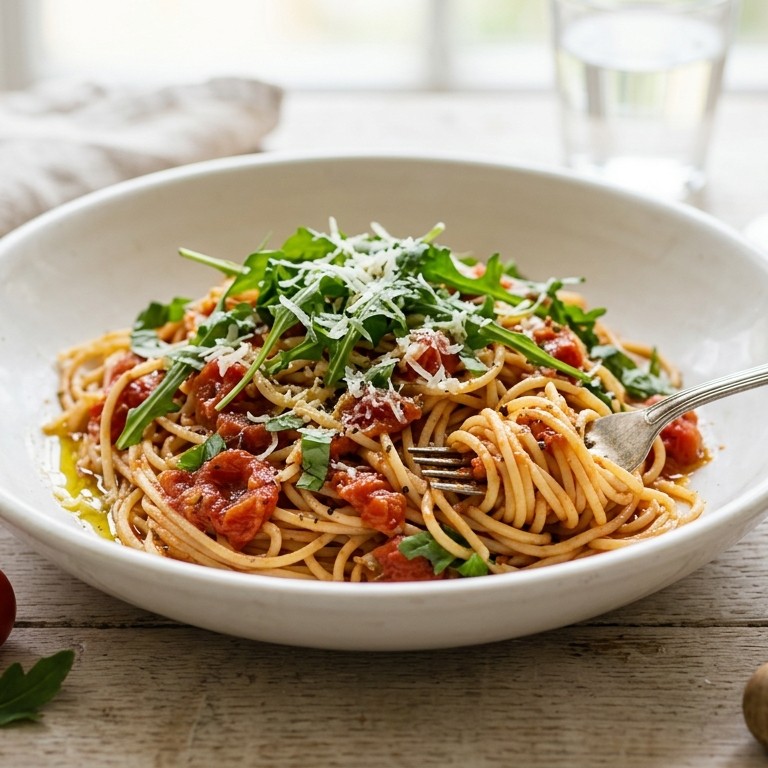 Pasta di pomodori e rucola