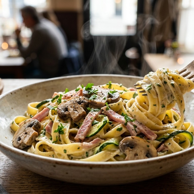 Pasta in roomsaus