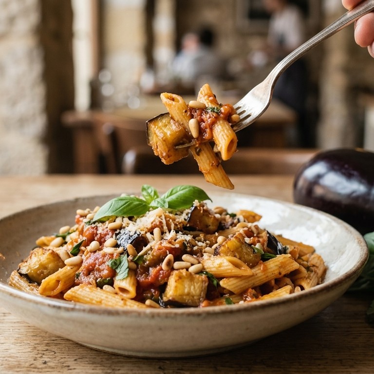 Pasta met aubergine