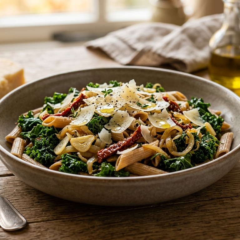 Pasta met boerenkool en zongedroogde tomaatjes