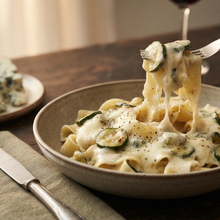 Pasta met courgette-kaassaus