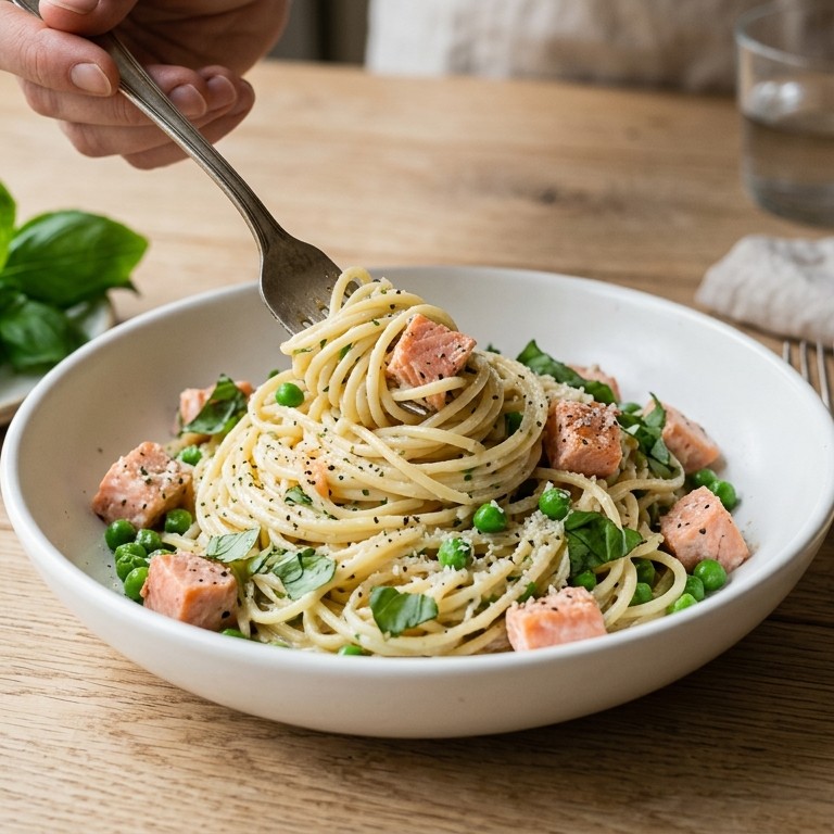 Pasta met gerookte zalm
