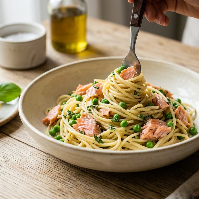 Pasta met gerookte zalm