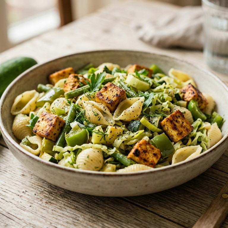 Pasta met groente en tofu