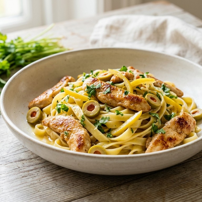 Pasta met kip en citroen