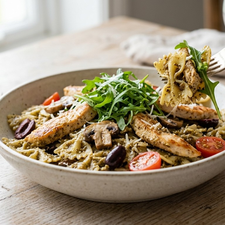 Pasta met kip en noten-pesto