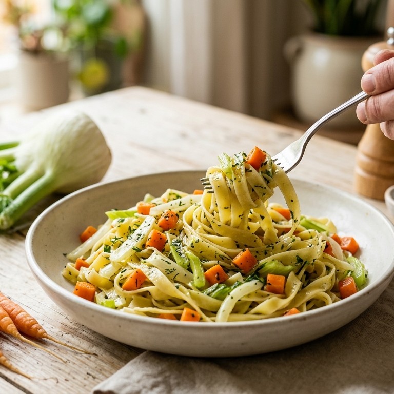 Pasta met knapperige groenten
