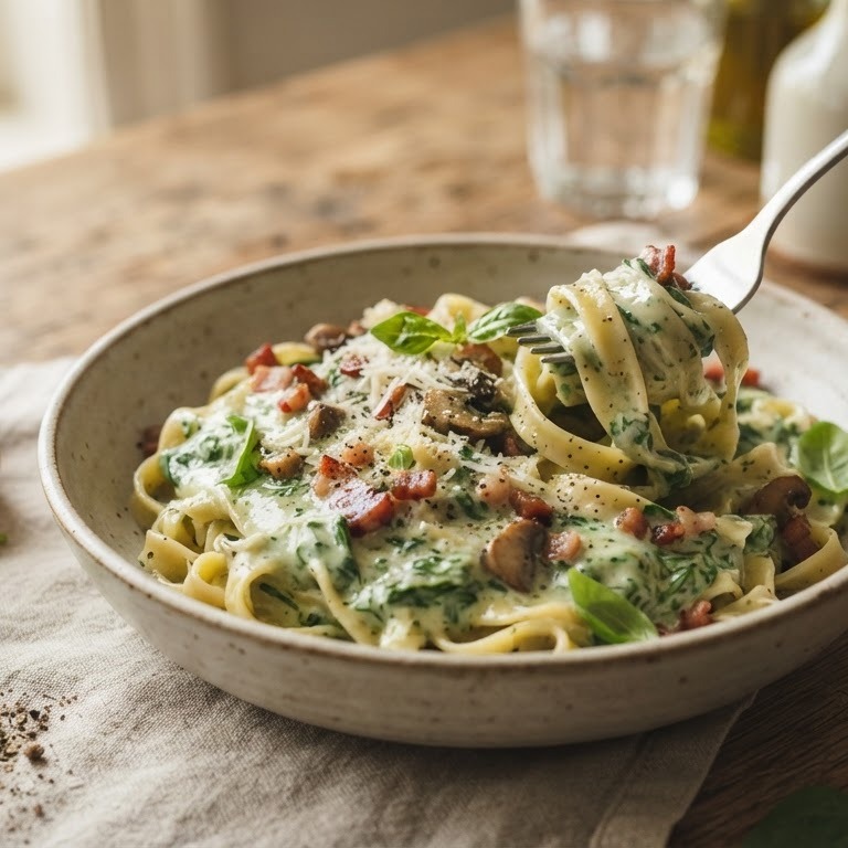 Pasta met spinaziesaus