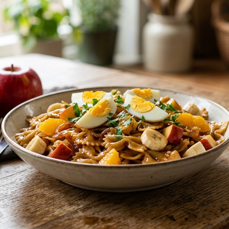 Pasta met vruchten en eieren