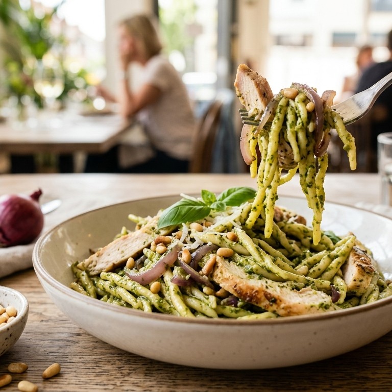 Pastapesto met kipreepjes