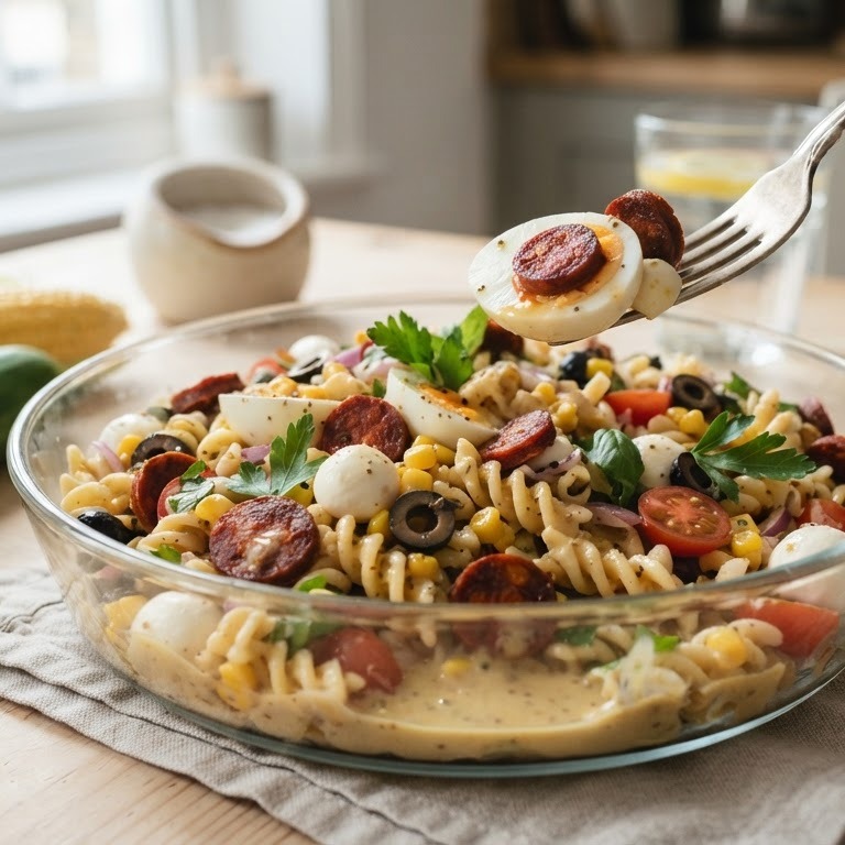 Pastasalade met chorizo