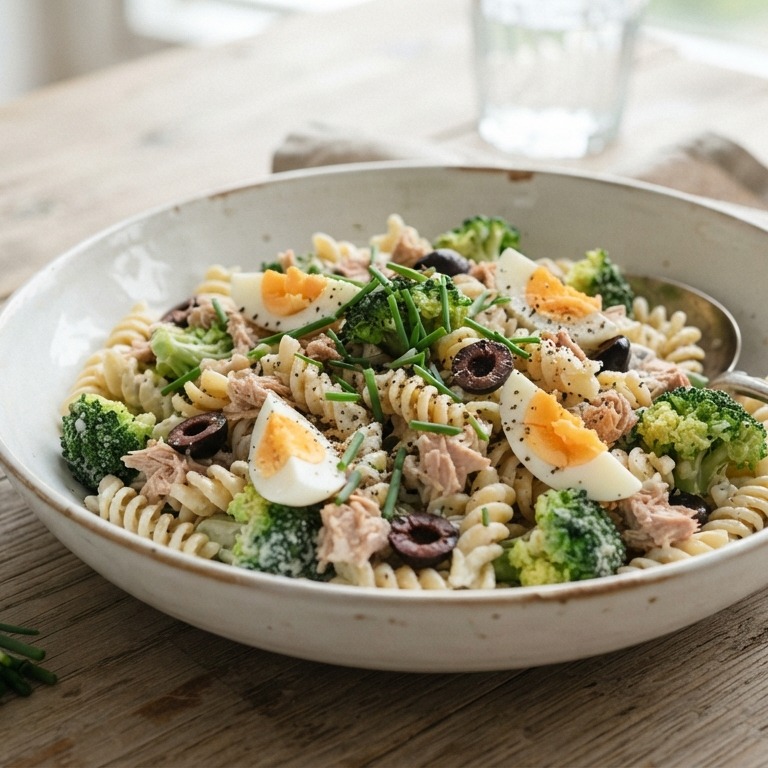 Pastasalade met lookcrème