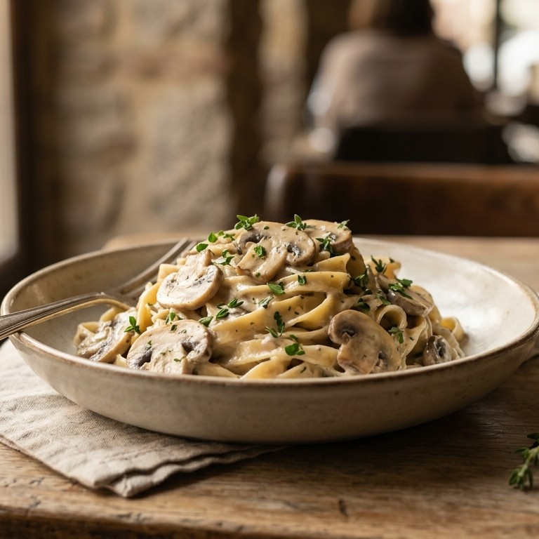 Pastasaus met paddestoelen en room