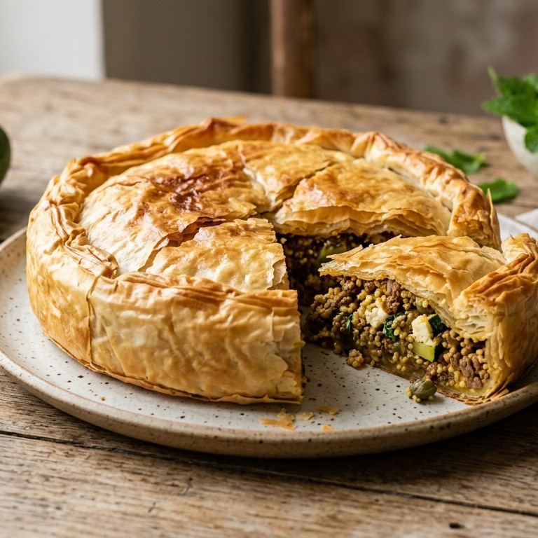 Pastei van lamsgehakt in filodeeg