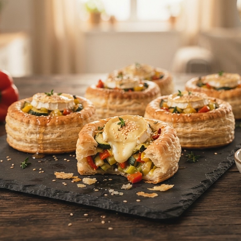 Pasteitjes met geitenkaas en honingsaus