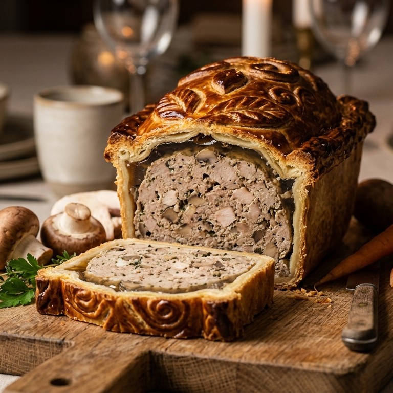 Pate van gevogelte in een deegkorst