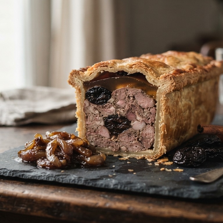 Paté van wild met pruimen, aspic en gekonfijte sjalot