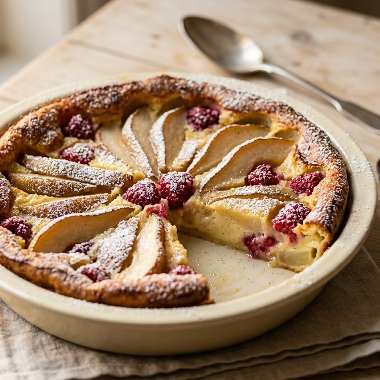 Peer-frambozenclafoutis