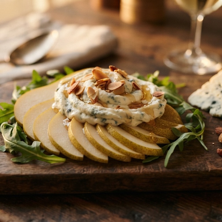 Peer met Roquefort-roomkaas