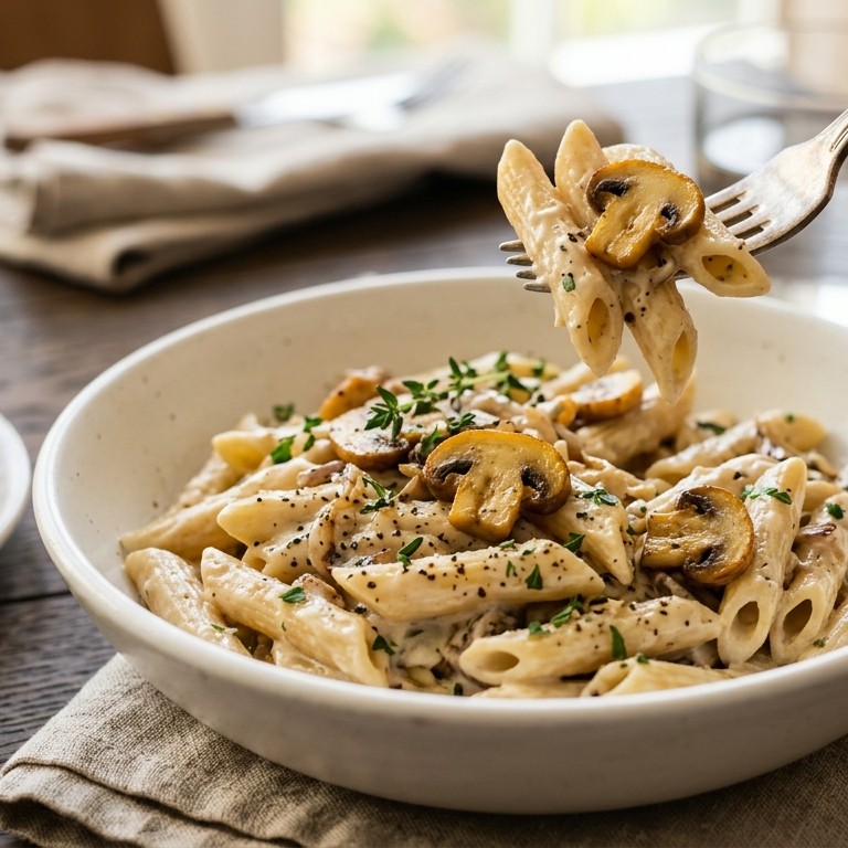 Penne met champignonroomsaus