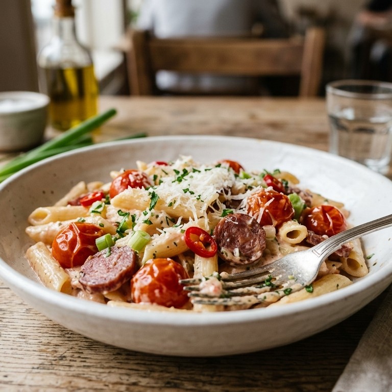 Penne met mascarpone en cherrytomaatjes