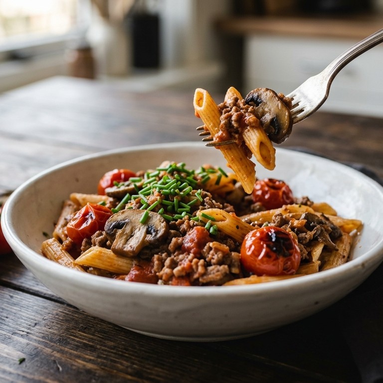 Penne met paddestoelensaus