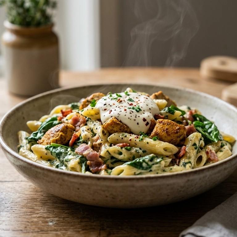 Penne met spinazie