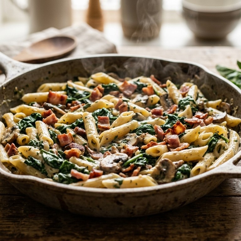 Penne met spinazie