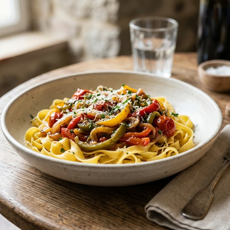 Peperonata met tagliatelle