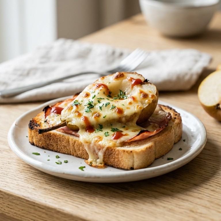 Perentoast met ham en kaas