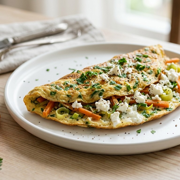 Peterselieomelet met groente en feta