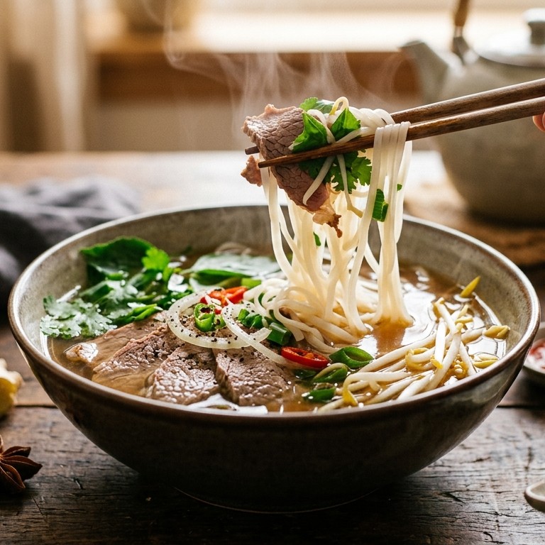 Pho Bo (Vietnamese miesoep met rundvlees)