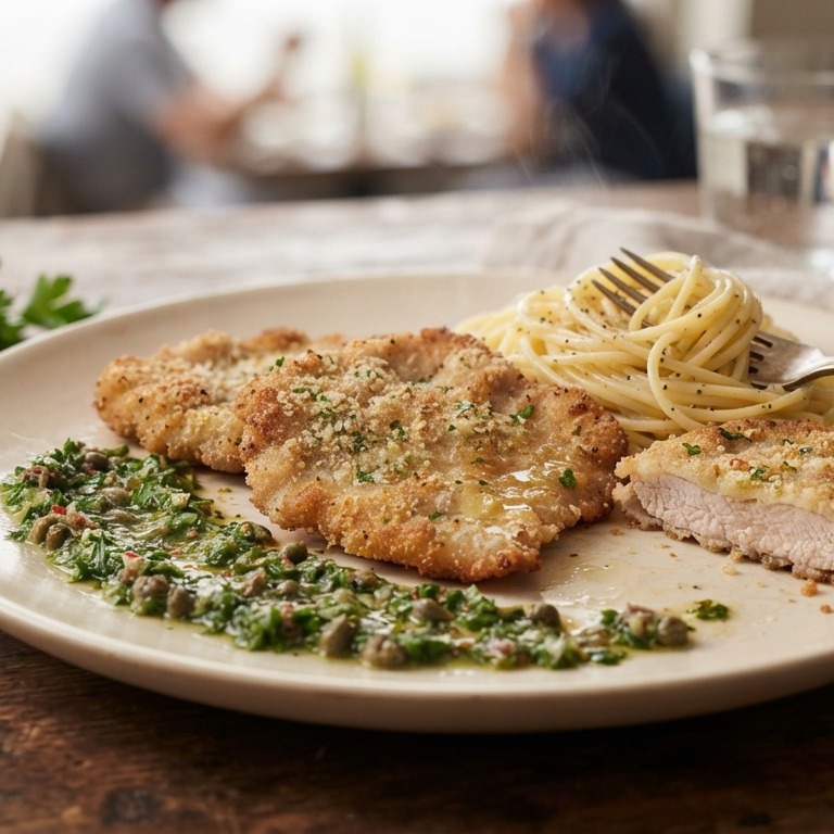 Piccata Milanese con salsa verde