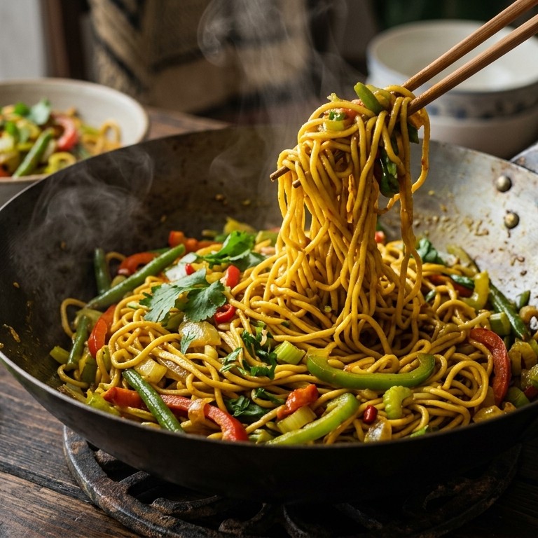 Pikante groente met mie of pasta