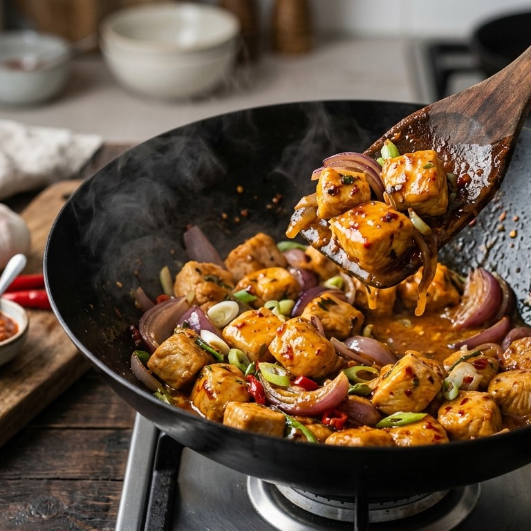 Pikante kalkoen uit de wok
