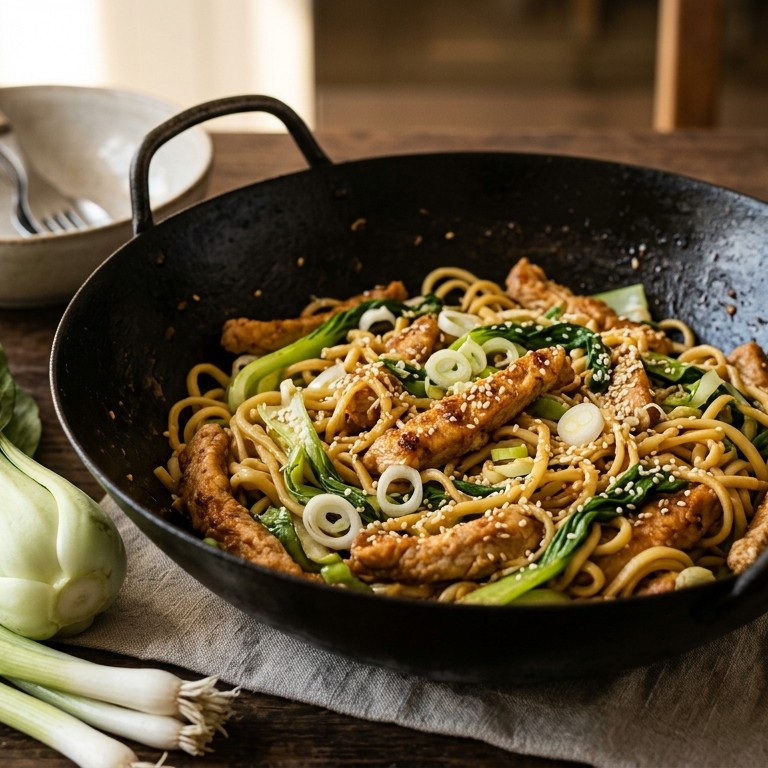 Pikante schnitzelreepjes met mie en paksoi