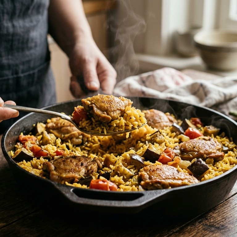 Pilav van kippendijenfilet