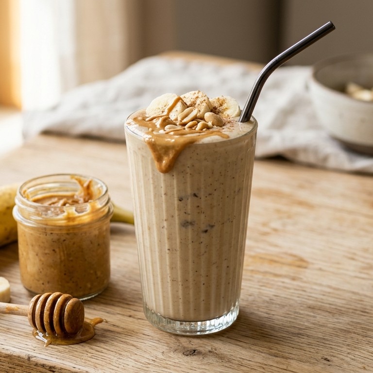Pindakaas-bananen smoothie