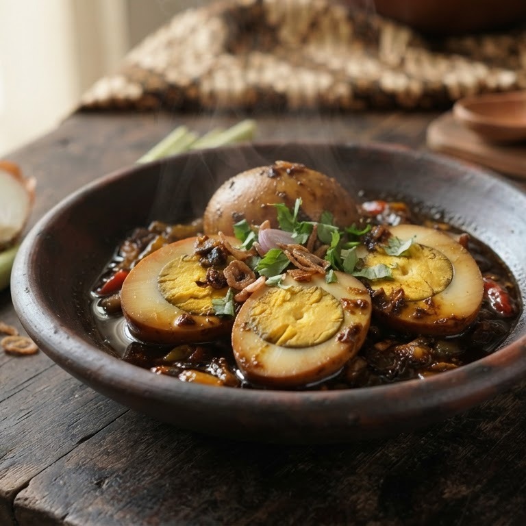 Pindang Telor (gekookte eieren in sausje)