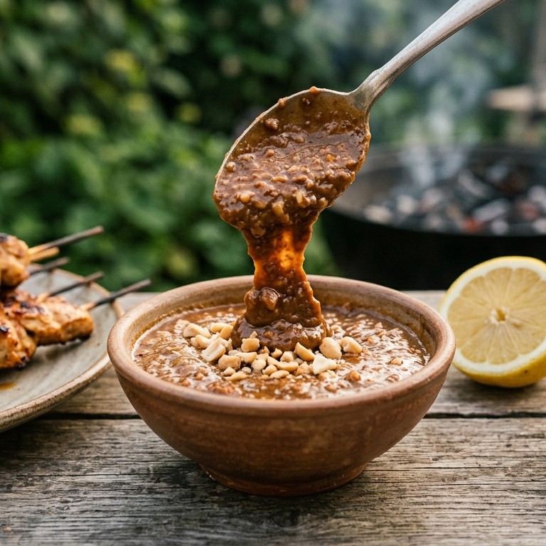 Pindasaus voor bij de barbecue