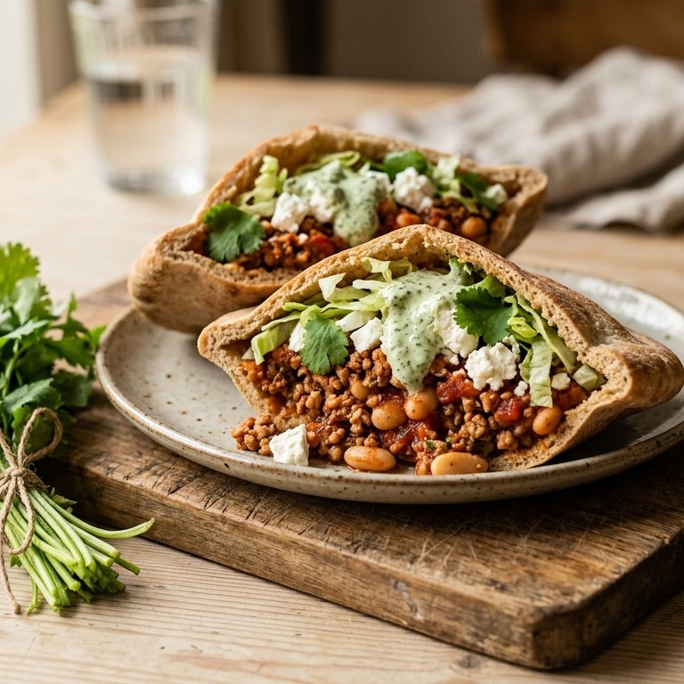 Pita vega-prutje met korianderroom
