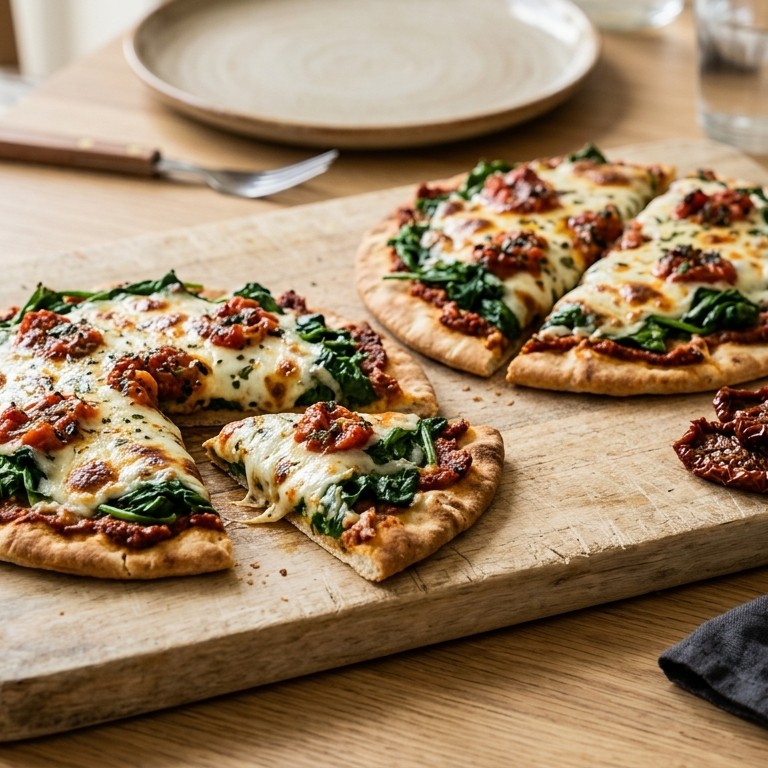 Pitapizza's met spinazie en mozzarella