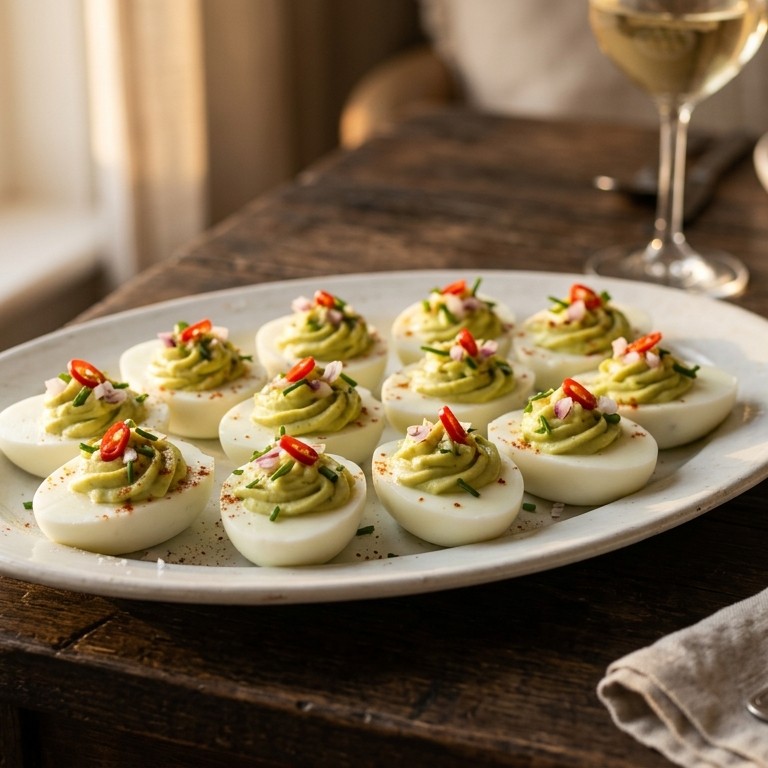 Pittig gevuld ei met avocado