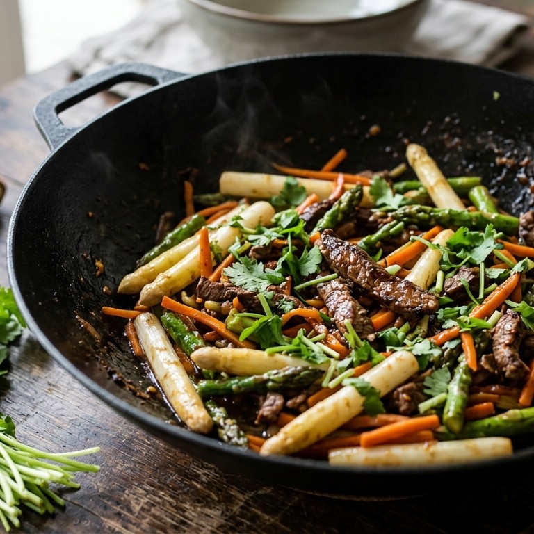 Pittige asperges uit de wok