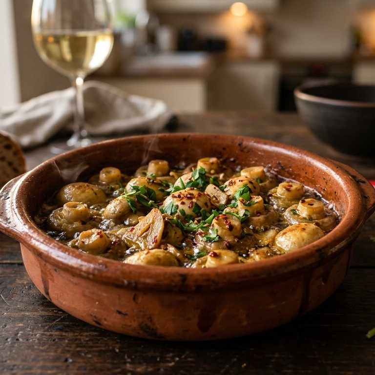 Pittige knoflookchampignons