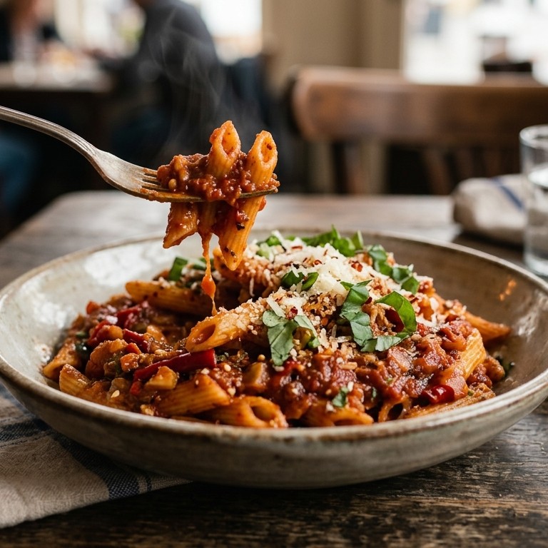 Pittige tomatensaus met penne