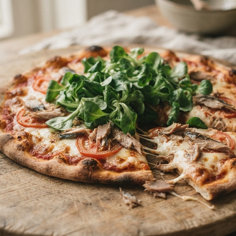 Pizza met veldsla